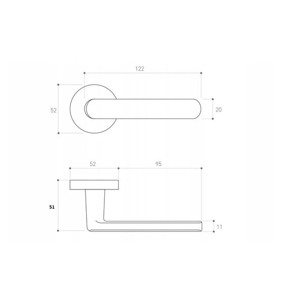 HANDLE DOOR LUNA R SLIM BLACK