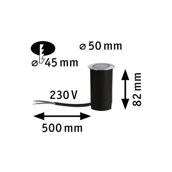 Ενσωματωμένο φωτιστικό δαπέδου LED 2.2W 15lm IP67 2200K 230V αλουμίνιο μέταλλο