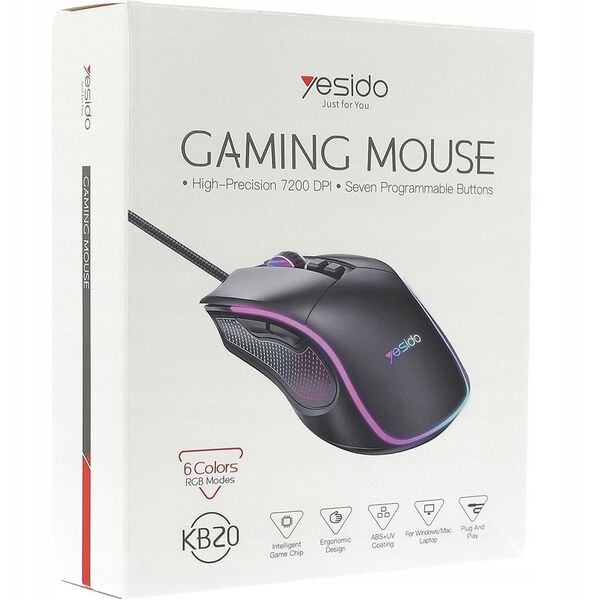 yesido KB20 Przewodowa Myszka Gamingowa 2.4GHz, BLACK / CZARNY