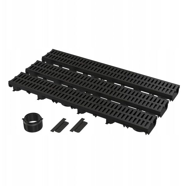 Garażowy set 3 m ruszt plastikowy (2× zaślepka, 1× gniazdo DN110)  rozmiar1000x137×60 mm - klasa obciązenia A15