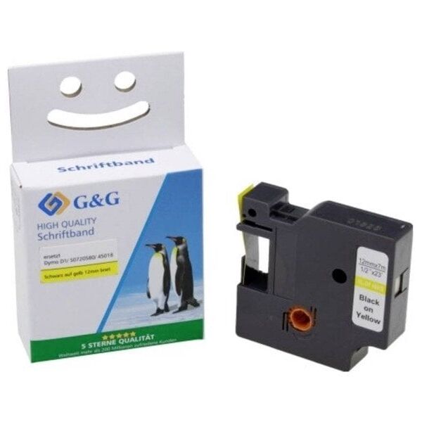 G&G Schriftband 12mm x 7m sw-gb Komp. m. Dymo D1/ 45018/ S072058
