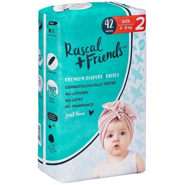 RASCAL + FRIENDS nappies 2 size, 4-8kg, 42 pcs.