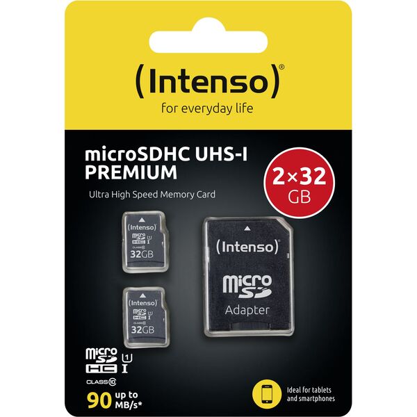 Intenso microSD Card UHS-I 32GB SDHC Premium double pack