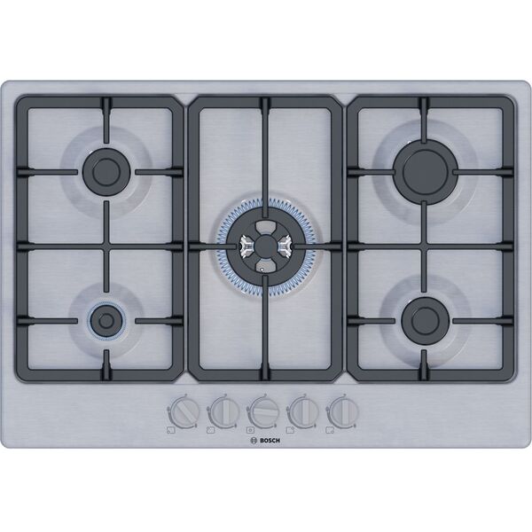 Bosch Serie 4 PGQ7B5K90 płyta kuchenna Stal nierdzewna Wbudowany 75 cm Gaz 5 stref(y)