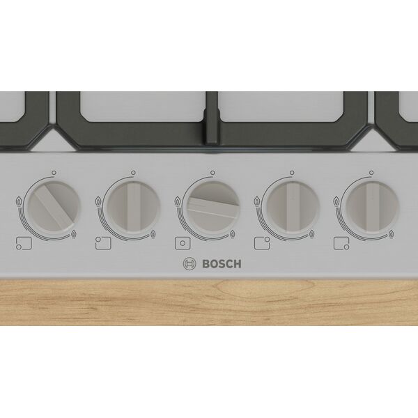 Bosch Serie 4 PGQ7B5K90 płyta kuchenna Stal nierdzewna Wbudowany 75 cm Gaz 5 stref(y)
