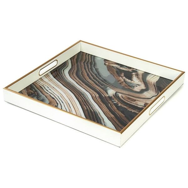 Διακοσμητικός γυάλινος δίσκος ONYX, 40 x 40 x 4.5 cm