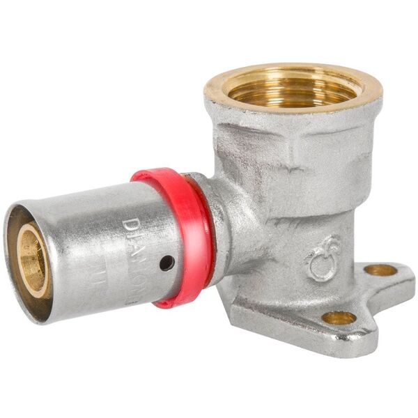 Diamond kolano naścienne zaprasowywane, KOL-Ł, PEX-AL-PEX z mosiądzu 1/2"x20 FZZ-010.1/2X20.KOL-Ł