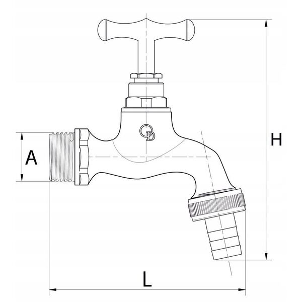 Diamond zawór wypływowy ze złączką do węża 1/2", chrom ART.205-1/2.CH