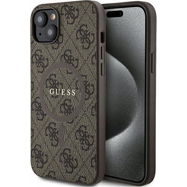 Guess Oryginalne Etui GUESS Hardcase GUHMP14SG4GFRW do iPhone 14 (Kompatybilny z Magsafe / 4G Ring classic logo / brązowy)