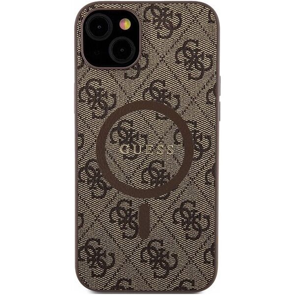 Guess Oryginalne Etui GUESS Hardcase GUHMP14SG4GFRW do iPhone 14 (Kompatybilny z Magsafe / 4G Ring classic logo / brązowy)