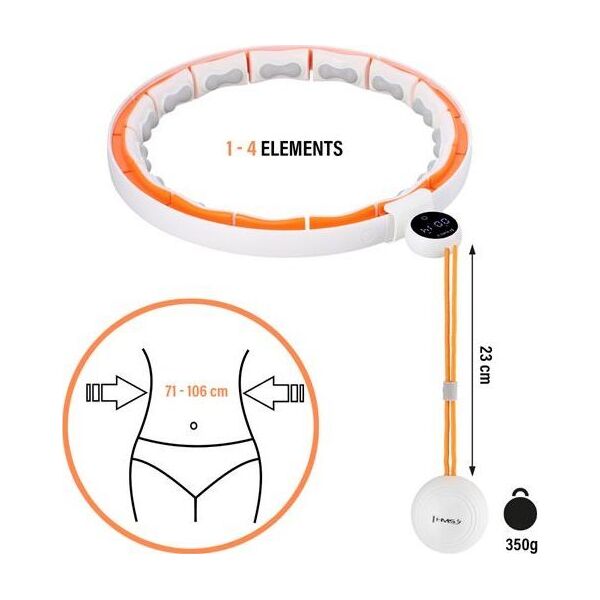 HMS HHM21 HULA HOP WHITE/ORANGE Z MAGNESAMI, WYPUSTKAMI TPE I OBCIĄŻNIKIEM + LICZNIK HMS