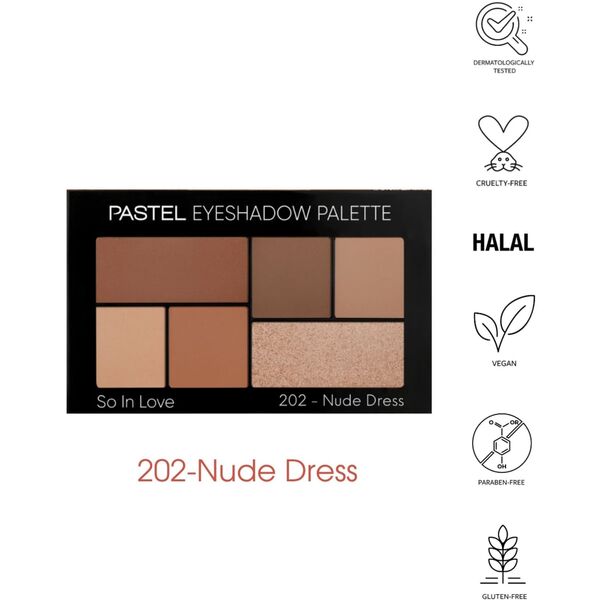 PASTEL Eyeshadow Palette Cienie do powiek So In Love nr 202 - Nude Dress 1op.