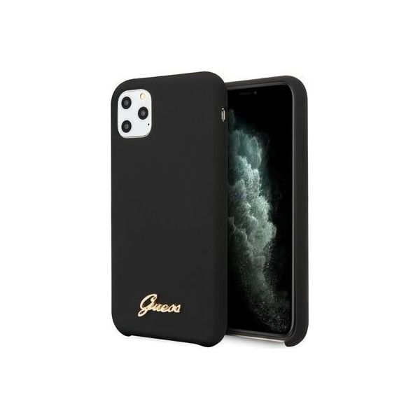 Guess Guess GUHCN65LSLMGBK iPhone 11 Pro Max black/czarny hard case Silicone Vintage Gold Logo