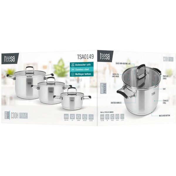 Zestaw garnków 6 elementów TEESA COOK PRIME