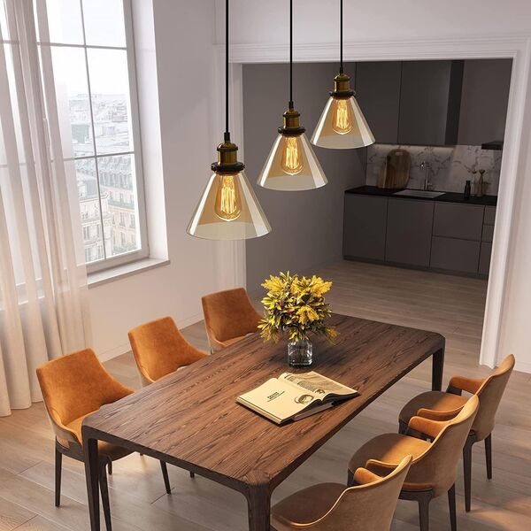 Φωτιστικό κρεμαστό G. LUX Amber, 1 x E27, μαύρο/ορείχαλκος/κεχριμπάρι, o19 cm