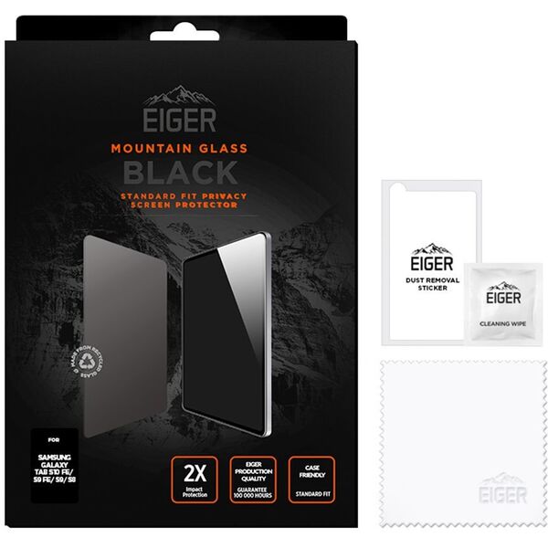 Eiger SP Mountain Black Privacy Galaxy Tab S10 FE/S9 FE