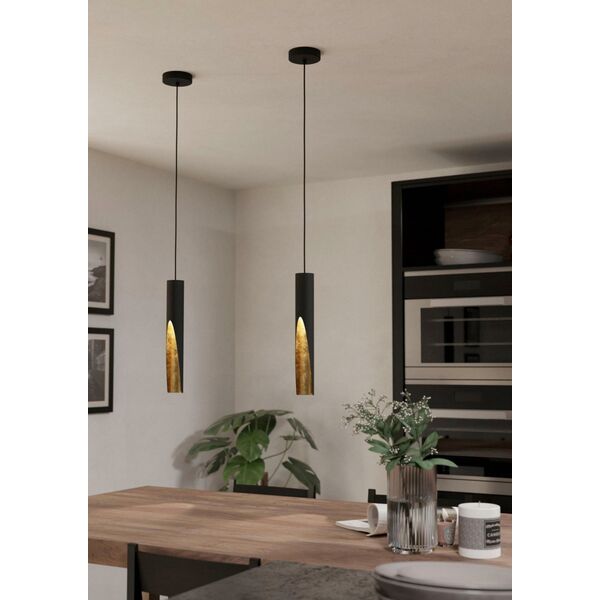 Pendant lamp EGLO BARBOTTO 1xGU10 4.5 W complete with bulb, black color, h110cm