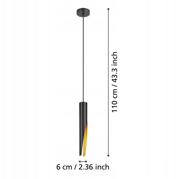 Pendant lamp EGLO BARBOTTO 1xGU10 4.5 W complete with bulb, black color, h110cm