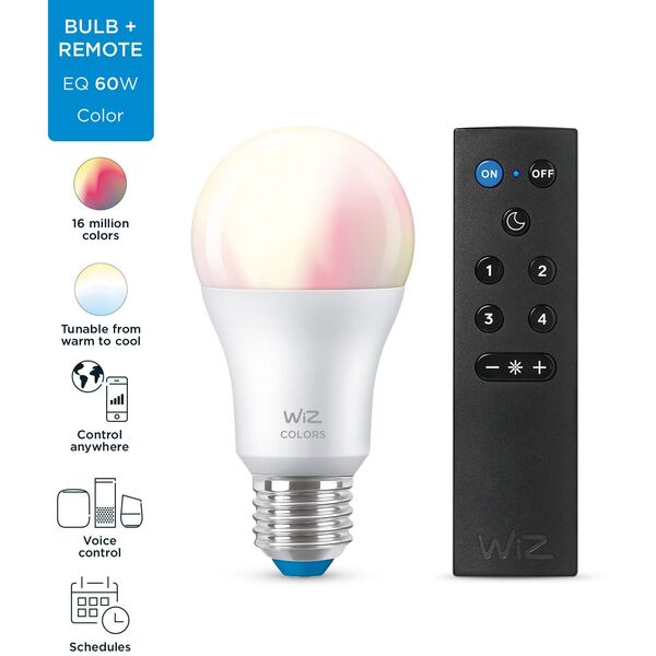 WiZ White & Color 60W E27 A60 Standardform 1er +Remote Control