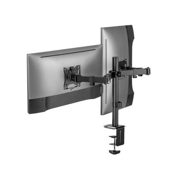 Universal tabletop double monitor stand