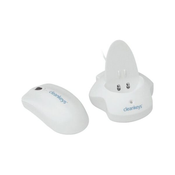 GETT Cleankeys CKM2W Plastik Scroll Maus kabellos Funk 2,4 MHz IP68 wasserdicht desinfizierbar optisch USB Farbe: weiss