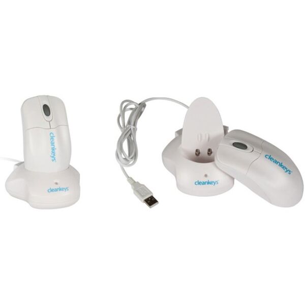 GETT Cleankeys CKM2W Plastik Scroll Maus kabellos Funk 2,4 MHz IP68 wasserdicht desinfizierbar optisch USB Farbe: weiss