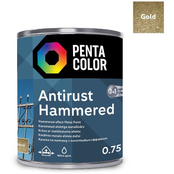 PAINT PENTAC ANTIRUST HAMMERED GLD 750ML