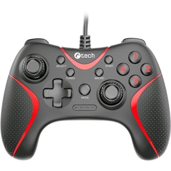 C-TECH gamepad Theon pro PC/PS3, 2 προγραμματιζόμενα κουμπιά μακροεντολών, 2x αναλογικό, X-input, δονητικό, καλώδιο 1,8m