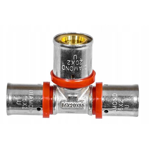 Diamond trójnik zaprasowywany potrójny PEX-AL-PEX z mosiądzu 16x20x16 FZZ-009.16X20X16.T-3