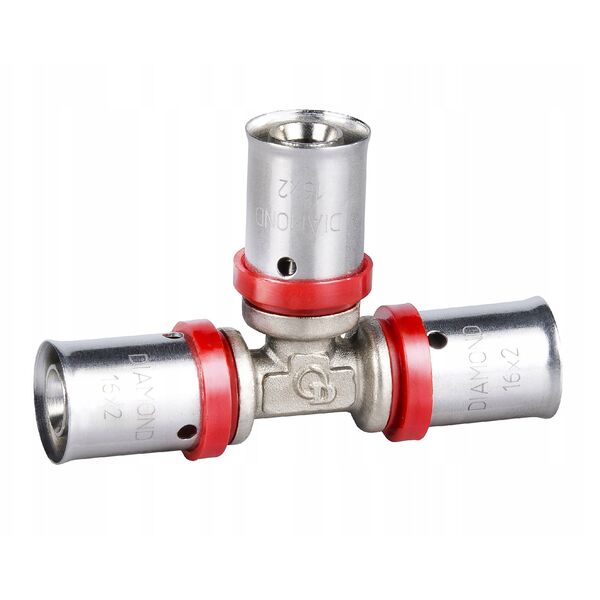 Diamond trójnik zaprasowywany potrójny PEX-AL-PEX z mosiądzu 25x16x25 FZZ-009.25X16X25.T-3
