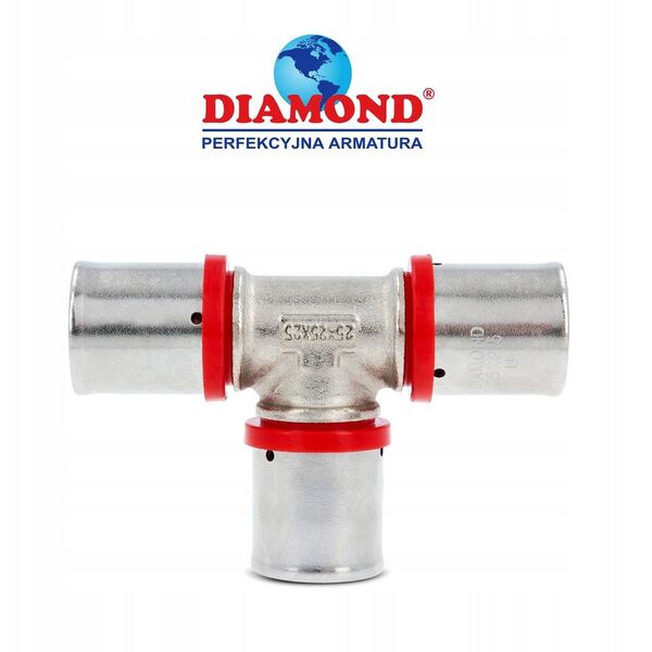 Diamond trójnik zaprasowywany potrójny PEX-AL-PEX z mosiądzu 25x25x25 FZZ-009.25X25X25.T-3