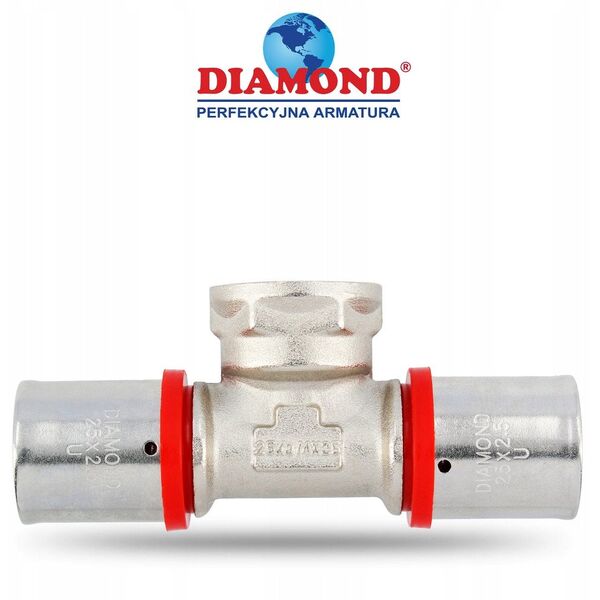Diamond trójnik zaprasowywany -DZ, PEX-AL-PEX z mosiądzu 3/4"x25x25 FZZ-008.3/4X25X25.TD