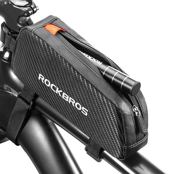 Torba rowerowa wodoodporna mocowana na ramę z plecionką 1l - czarna Torba rowerowa wodoodporna mocowana na ramę z plecionką 1l - czarna