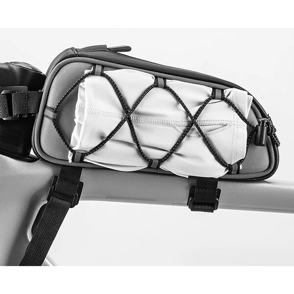 Torba sakwa rowerowa mocowana na ramę 0.9l - srebrna Torba sakwa rowerowa mocowana na ramę 0.9l - srebrna