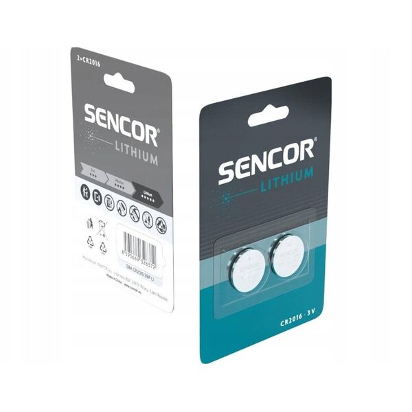 Μπαταρία λιθίου, CR2016, CR2016, 3V, Sencor, συσκευασία blister, 2-pack