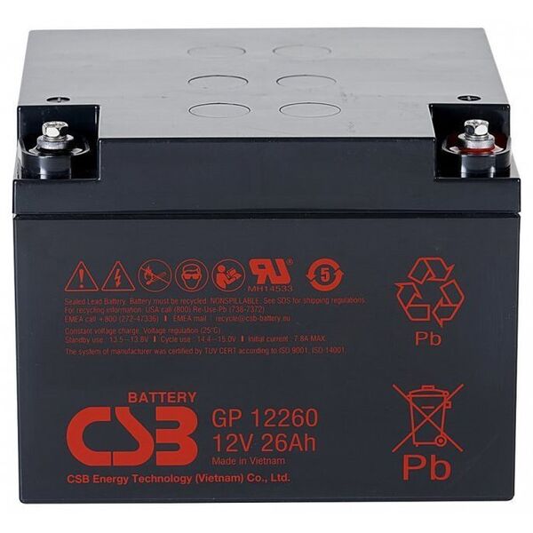 CSB Μπαταρίες μολύβδου GP12260 12V/26Ah Οδηγός (VRLA) 9 Ah
