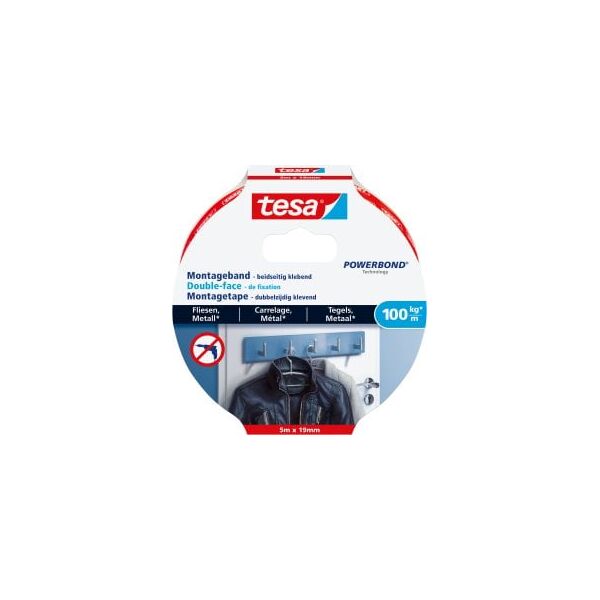 tesa Ταινία Στερέωσης Πλακάκια & Μέταλλο 100kg 1.5m x 19mm