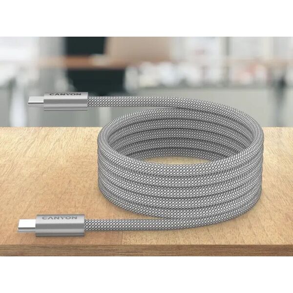 Καλώδιο CANYON OnWire 60MG C-C 60W Magnes με πλέξη 1m Γκρι