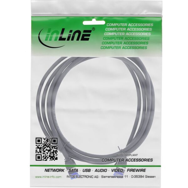 InLine® Patchkabel Slim, Cat.6A, S/FTP, TPE (LSZH), PoE, schwarz, 0,3m