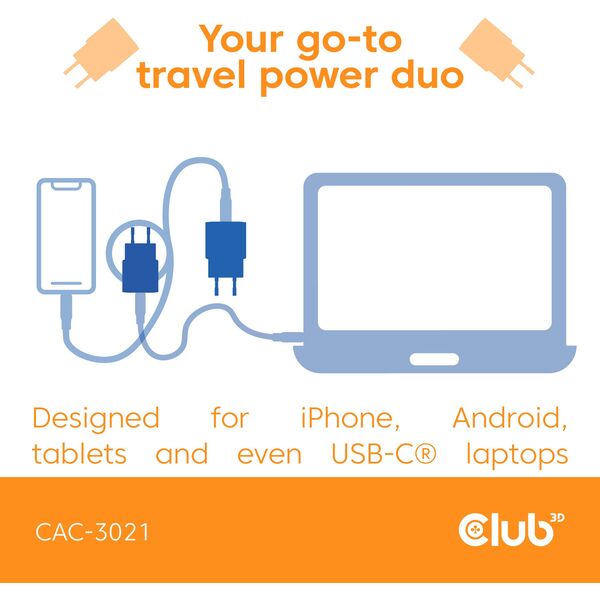 Φορτιστής Club3D Lifestyle USB-C 30Watt, 2 τεμάχια ροζ λιανικής