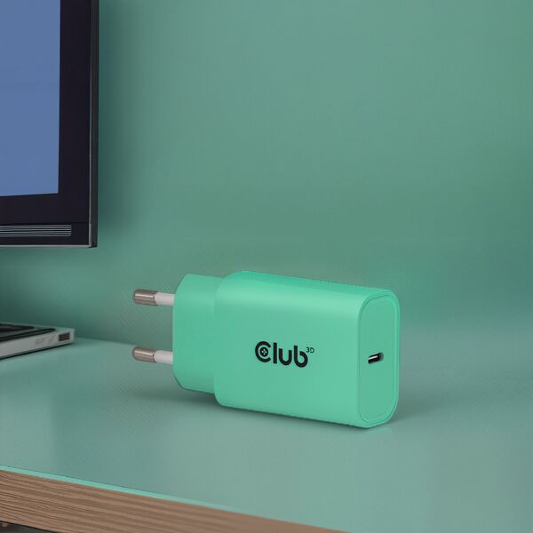 Φορτιστής Club3D Lifestyle USB-C 30Watt, 2 τεμάχια πράσινο λιανικής