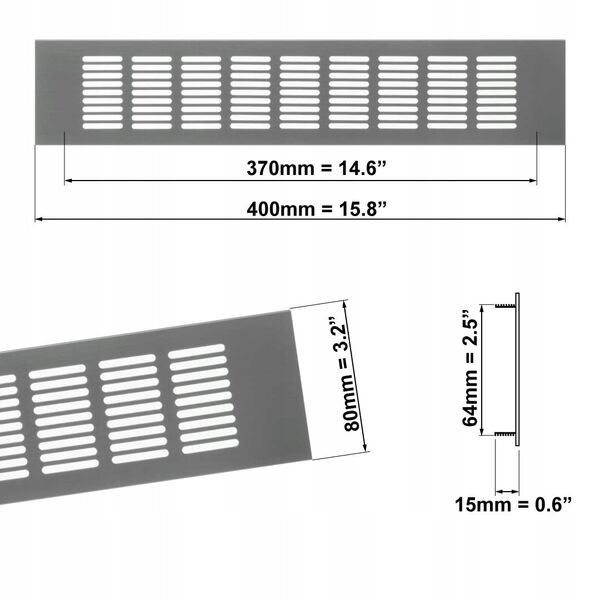 ΓΡΙΛΙΑ ΑΕΡΙΣΜΟΥ ΑΛΟΥΜΙΝΙΟΥ, 80X400MM, ΑΣΗΜΙ