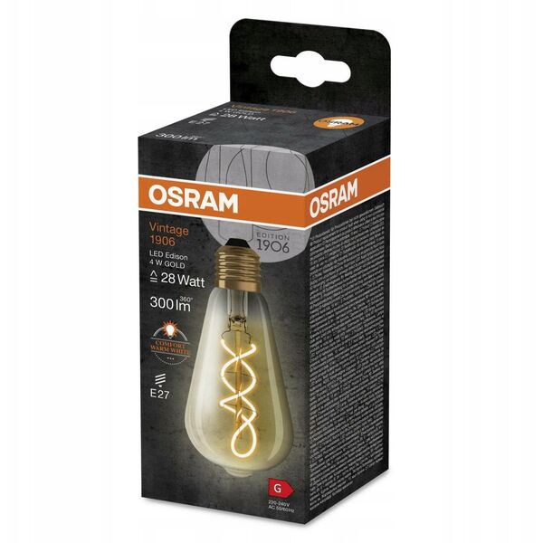 BULB LED EDISON 4W E27 820 300LM FIL