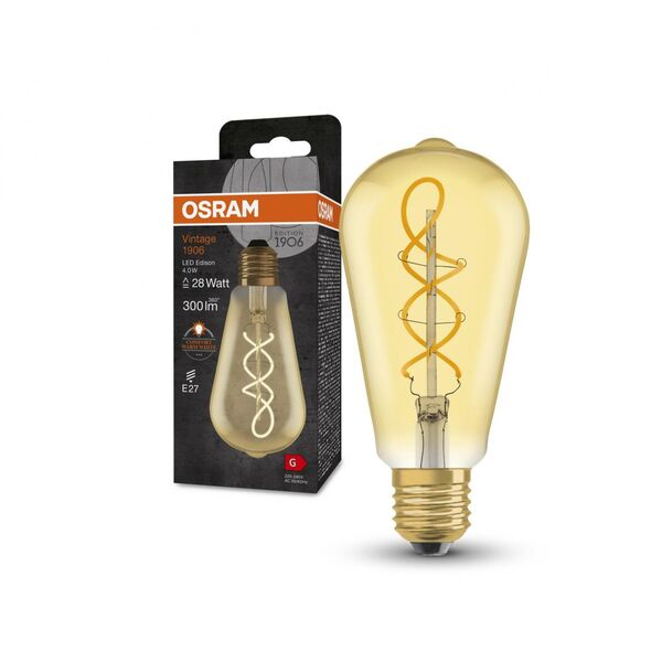 BULB LED EDISON 4W E27 820 300LM FIL