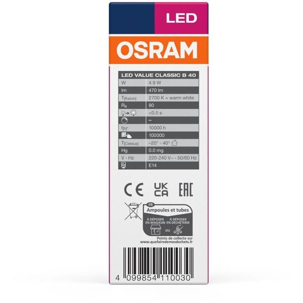 LED BULB B40 E14 4.9W 827 470LM VALUE