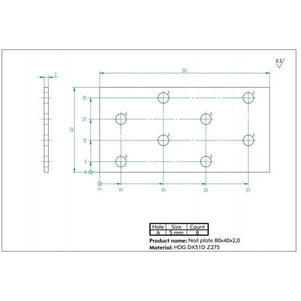 NAIL PLATE 80X40X2.0 CE