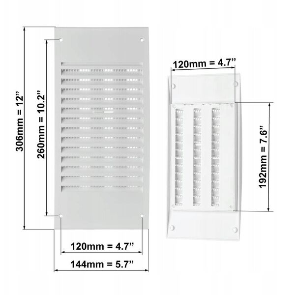 GRILLE PLASTIC ADJUSTABLE 300X140, WHITE