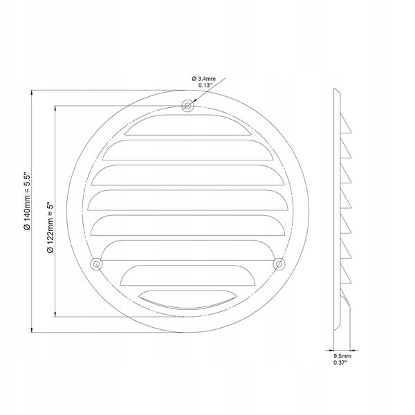 GRILLE METAL D100, WHITE
