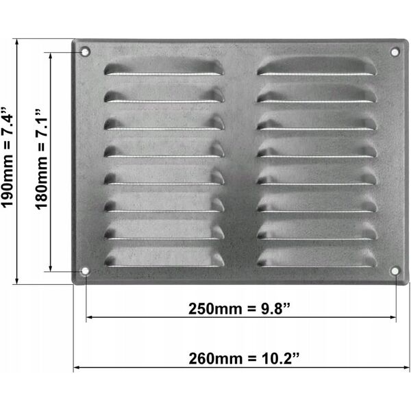 GRILLE METAL 260X190, GALVANIZED