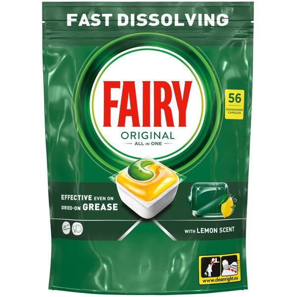 CAPS DISH FAIRY ALL IN ONE LEMON 56 PCE